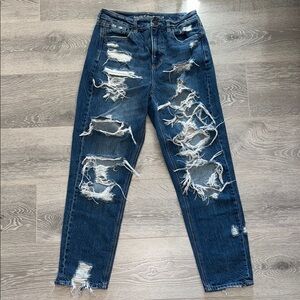 American Eagle Distressed Blue Mom Jeans